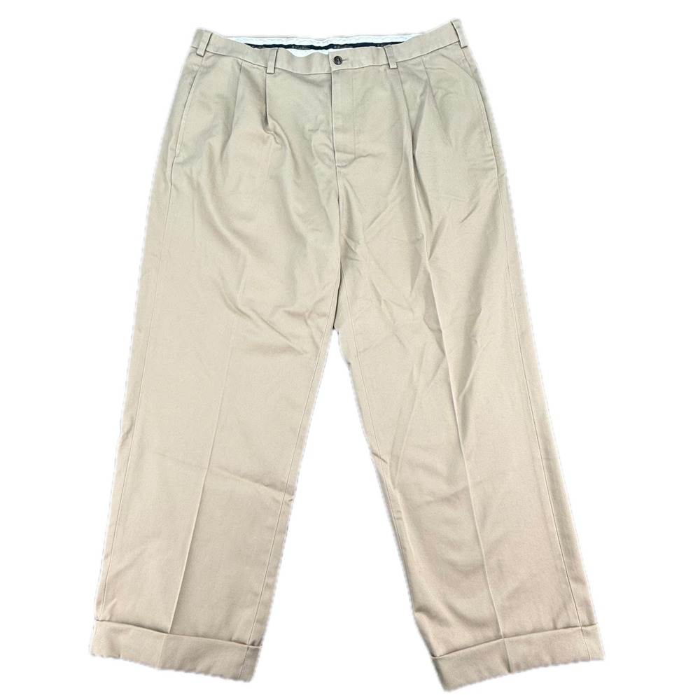 Brooks Brothers Advantage Chino Elliot Men 40x27.5 Khaki‎ Pleated Cuffed Pants